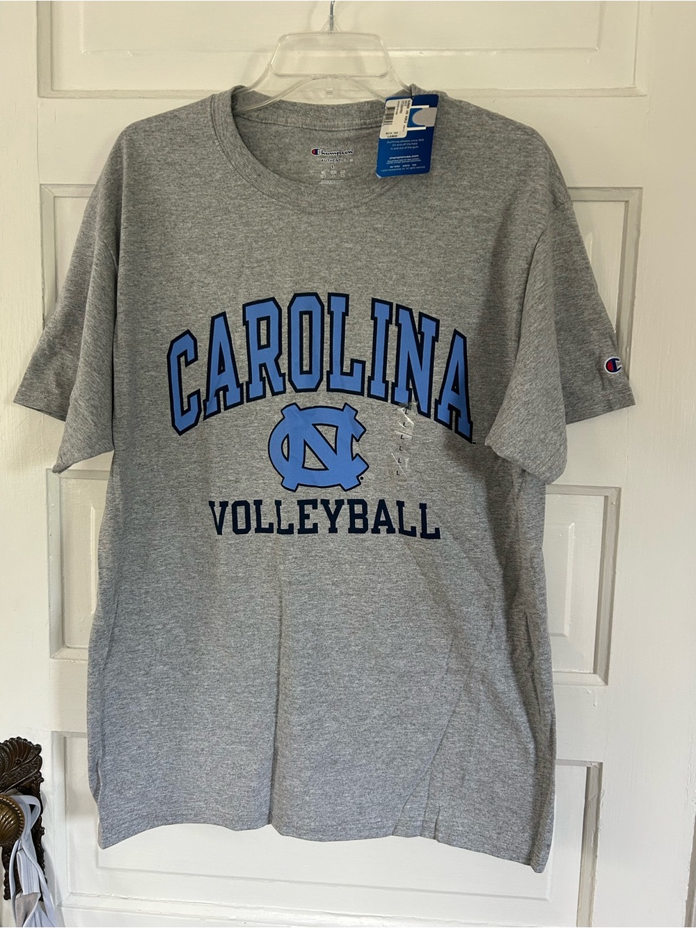 NWT Champion North Carolina Volleyball Grey Short Sleeve Tee. Size Large